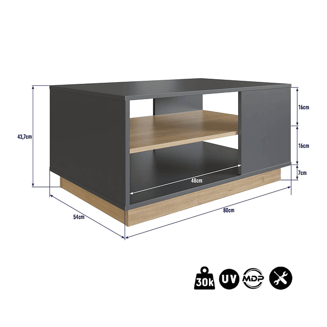 Combo Rack Buffet Be Canela + Mesa De Centro Grafito Miel Livorno 