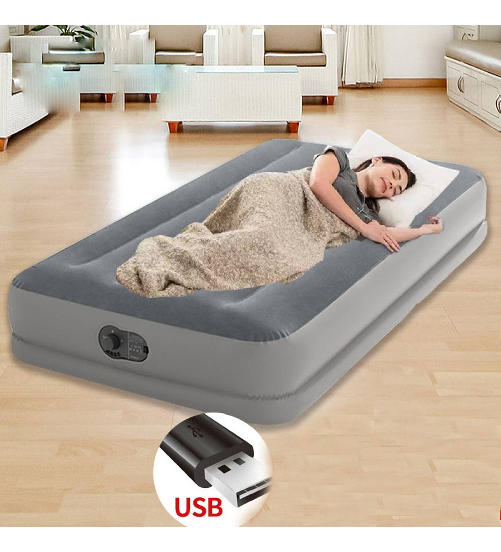 Preventa - Cama Inflable Electrica Gris Usb 1 Pl  - Entrega a partir del 29 de Noviembre