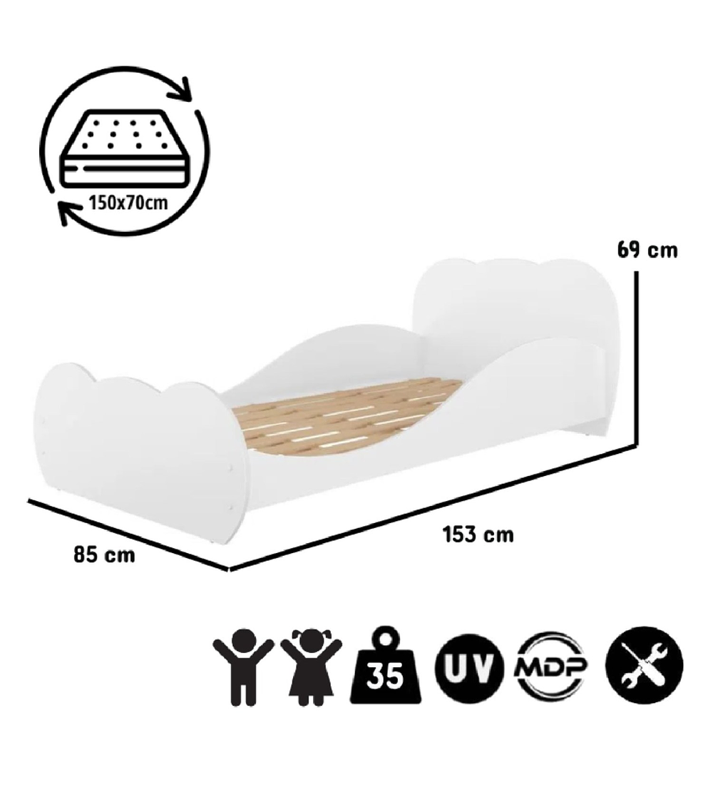 Mini cama nube blanca premium