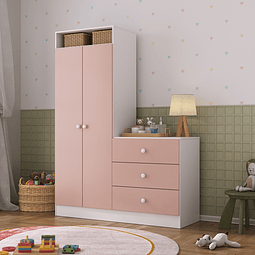 Armario con comoda pimpolho rosada