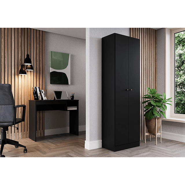 PRODUCTO CON DETALLE - Estante Multiuso Parana 2 Puertas Negro Mate- INVLUYE ARMADO