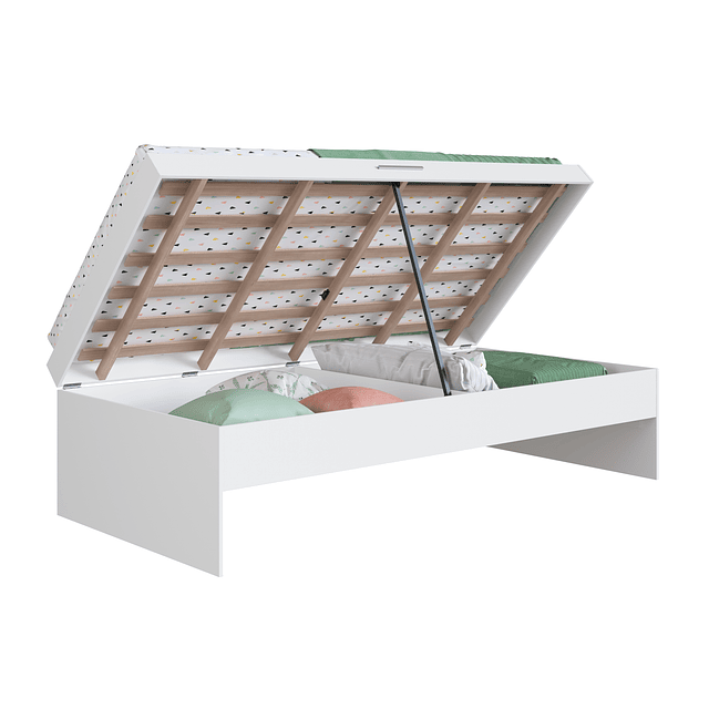 Cama con Baúl Israel Blanca 1 Plaza