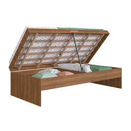 Cama Con Baúl Blanca Israel Nogal 1 plaza