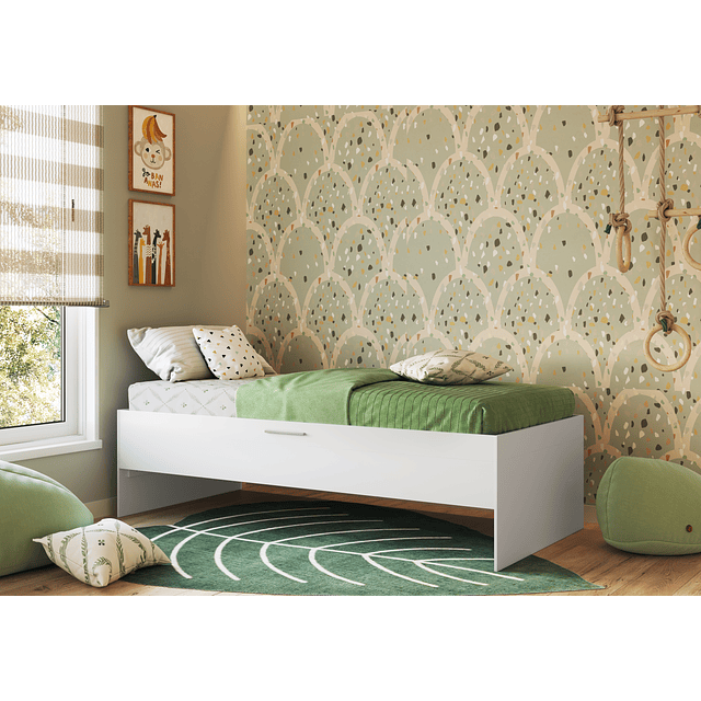 Cama con Baúl Israel Blanca 1 Plaza