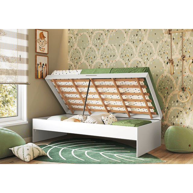 Cama con Baúl Israel Blanca 1 Plaza