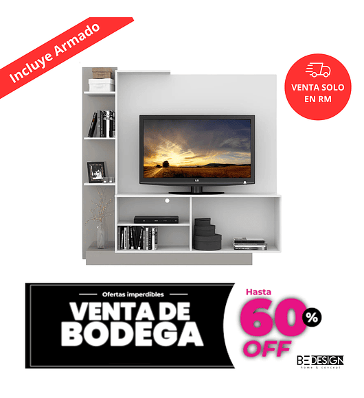 PRODUCTO CON DETALLE - Rack Tv Verona Blanco Gris- INCLUYE ARMADO - VENTA RM