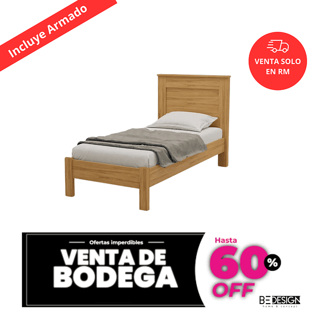 PRODUCTO CON DETALLE - Cama 1 Plaza Munique Camarú - INCLUYE ARMADO