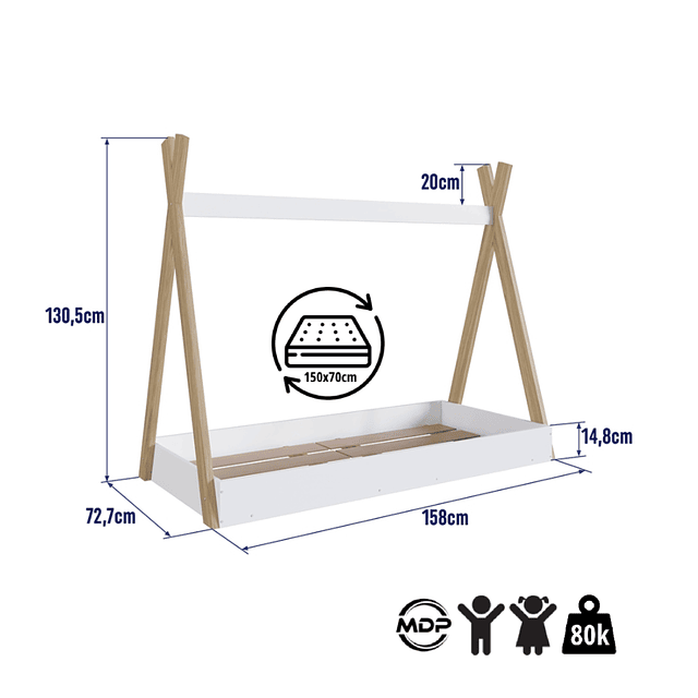 Cama Infantil Montessori Blanca