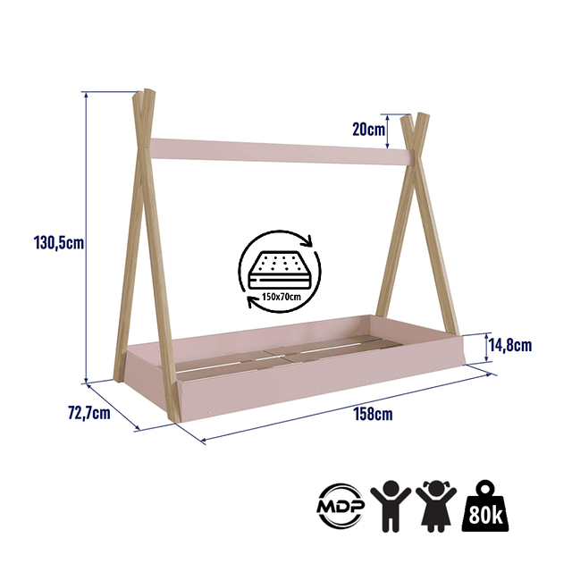 Cama Infantil Montessori Rosado