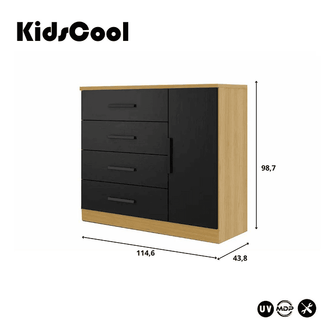 Comoda Con Puerta Beige Negro Cinza