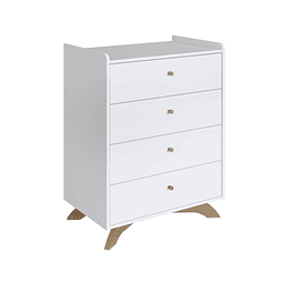 Comoda  Blanca Affet 4 Cajones