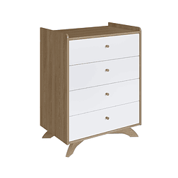 Comoda Blanco Miel Affet 4 Cajones 