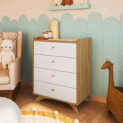 Comoda Blanco Miel Affet 4 Cajones 