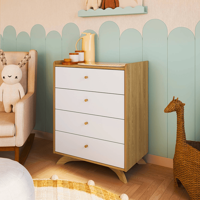 Comoda Blanco Miel Affet 4 Cajones 