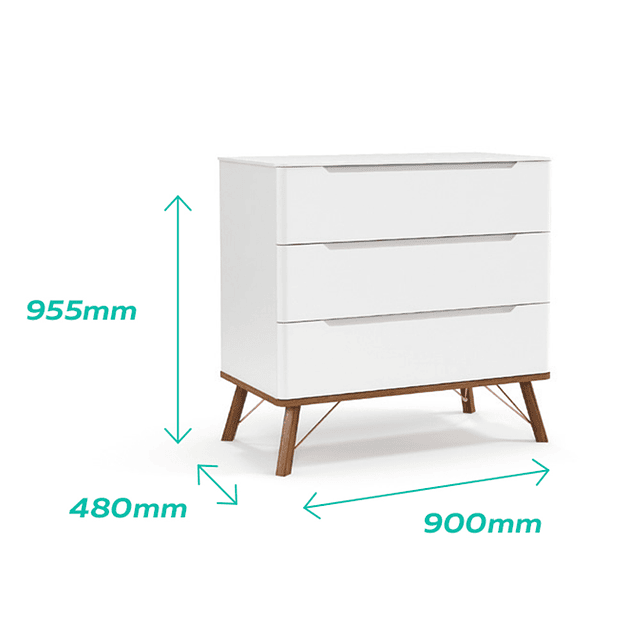 Cómoda 3 Cajones Albi Rosada