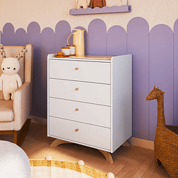 Comoda  Blanca Affet 4 Cajones