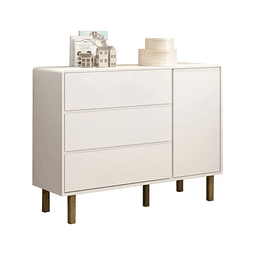 Comoda Blanca Olivia 3 Cajones Y Puerta  