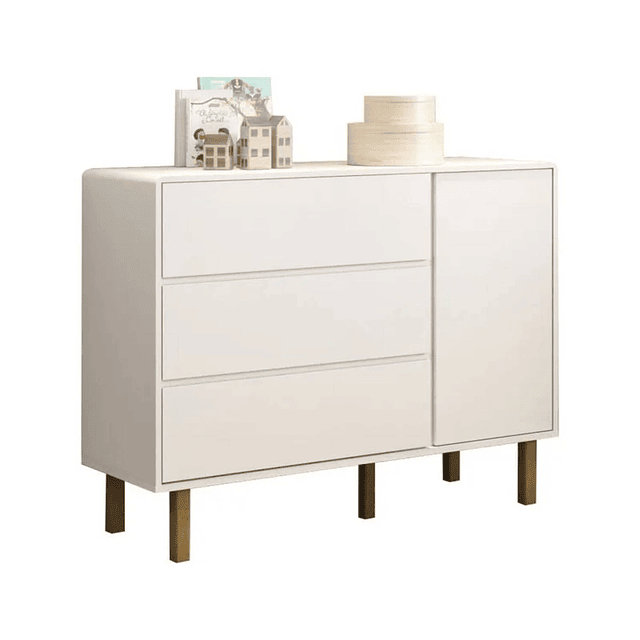 Comoda Blanca Olivia 3 Cajones Y Puerta  