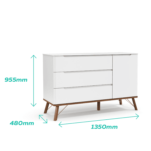 Cómoda 3 Cajones + Pta Albi Rosada