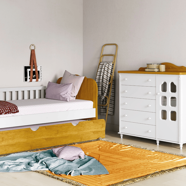 Cómoda Mudador Blanca/Miel Provence Slim 