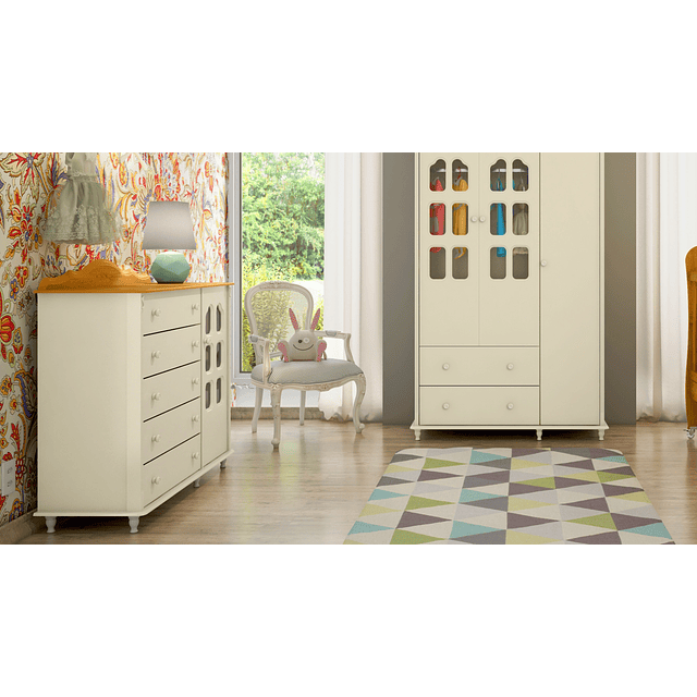 Cómoda Mudador Blanca/Miel Provence Slim 