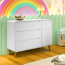 Comoda Blanca Agatha 3 Cajones Y Puerta  