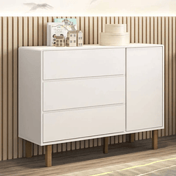 Comoda Blanca Olivia 3 Cajones Y Puerta  