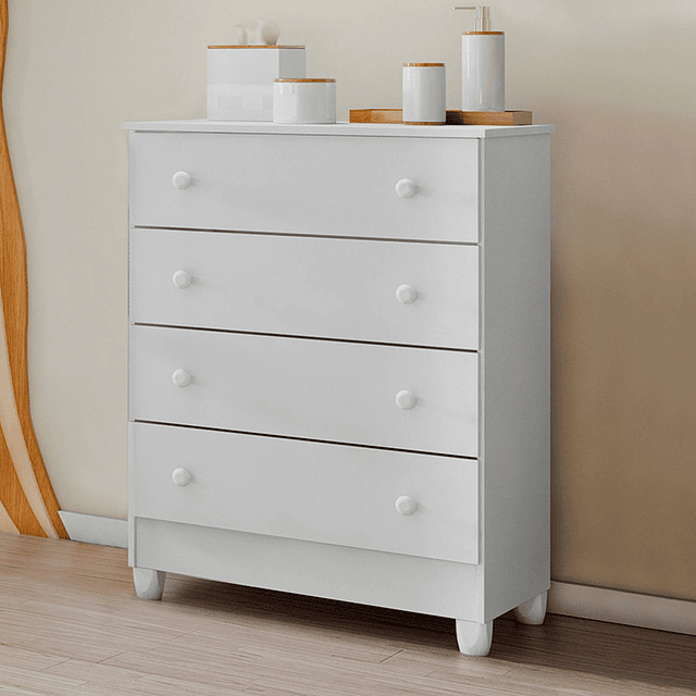 Comoda Blanco Mel 4 Cajones 