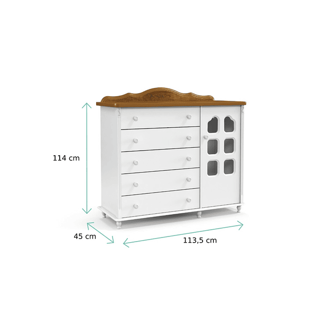 Cómoda Mudador Blanca/Miel Provence Slim 
