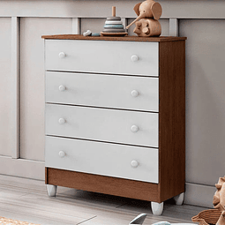 Comoda Blanco Café Mel 4 Cajones 