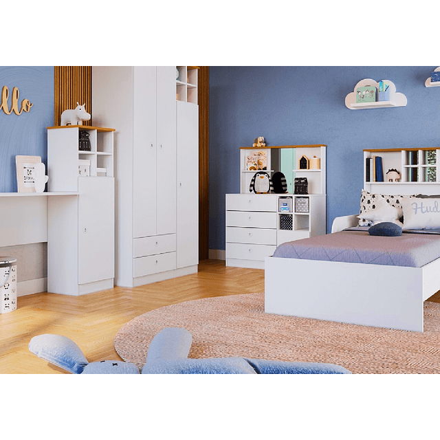 Comoda infantil 4 cajones puerta con espejo Amore