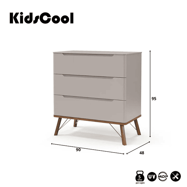 Cómoda 3 Cajones Albi Gris