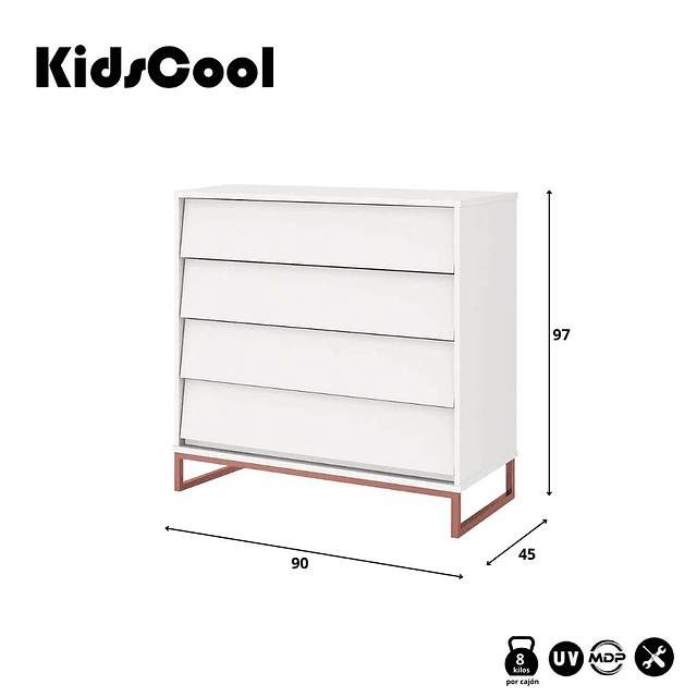 Cómoda Noah Design Blanco Base Cobre