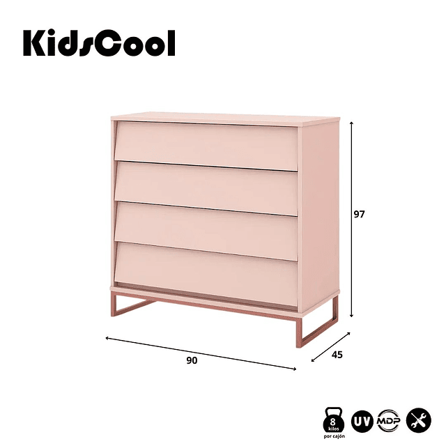 Cómoda Noah Design Rosa Base Cobre