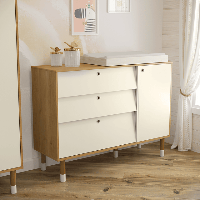 Cómoda Con Puerta Gold Beige/Eco Wood