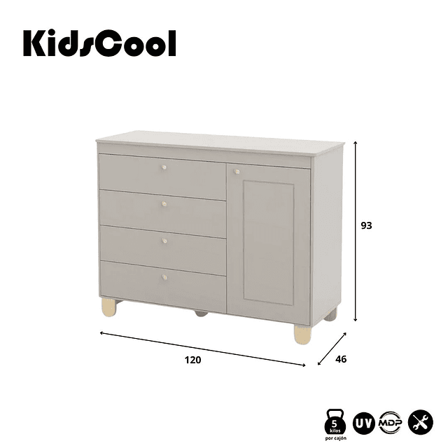 Cómoda Con Puerta Zupi Gris