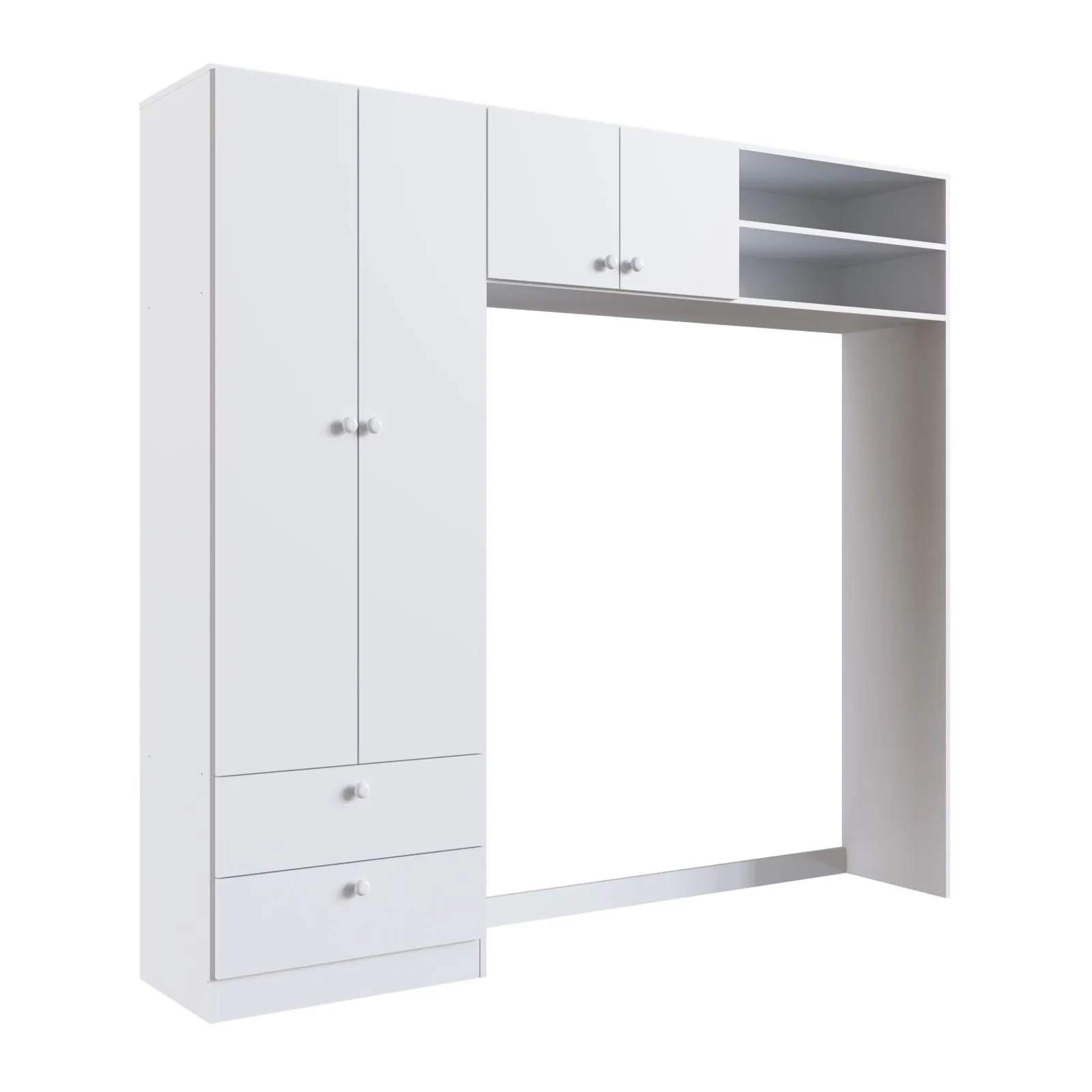 Ropero 4 puertas 2 cajones blanco