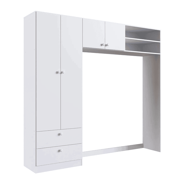 Ropero 4 puertas 2 cajones blanco