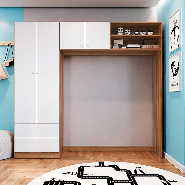 Ropero 4 puertas 2 cajones Café