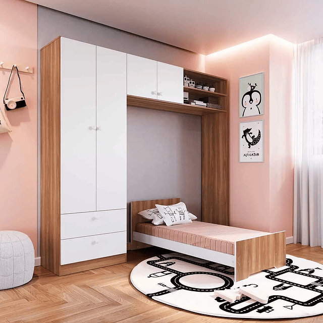 Ropero 4 puertas 2 cajones Café