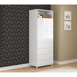 Ropero 2 Puertas y 4 Cajones Blanco