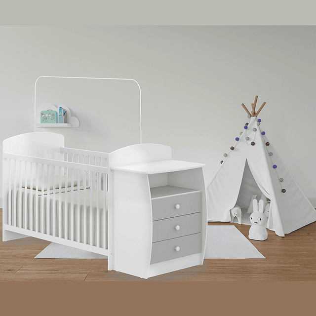 Cuna con Mudador Bambini Gris