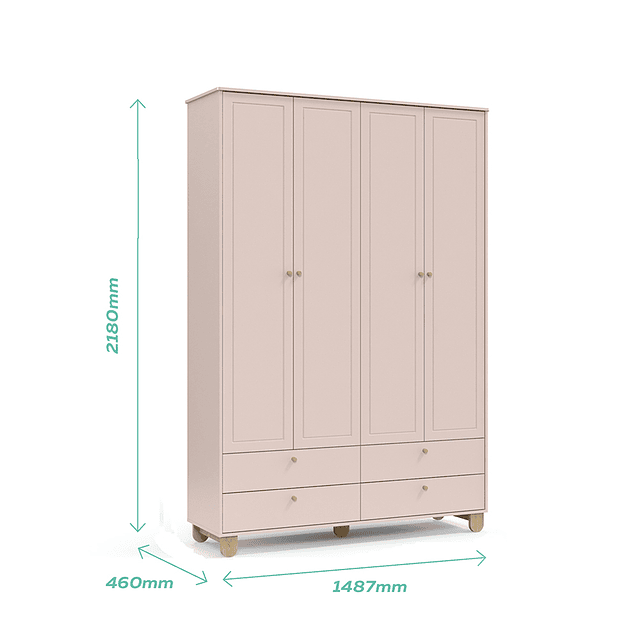 Armario Zupi 2 Cuerpos XL Rosado