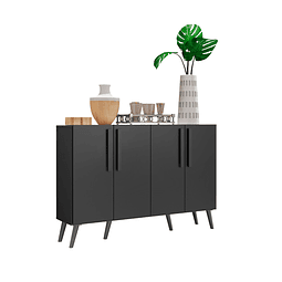 Buffet Retro Viena 4 Puertas Negro