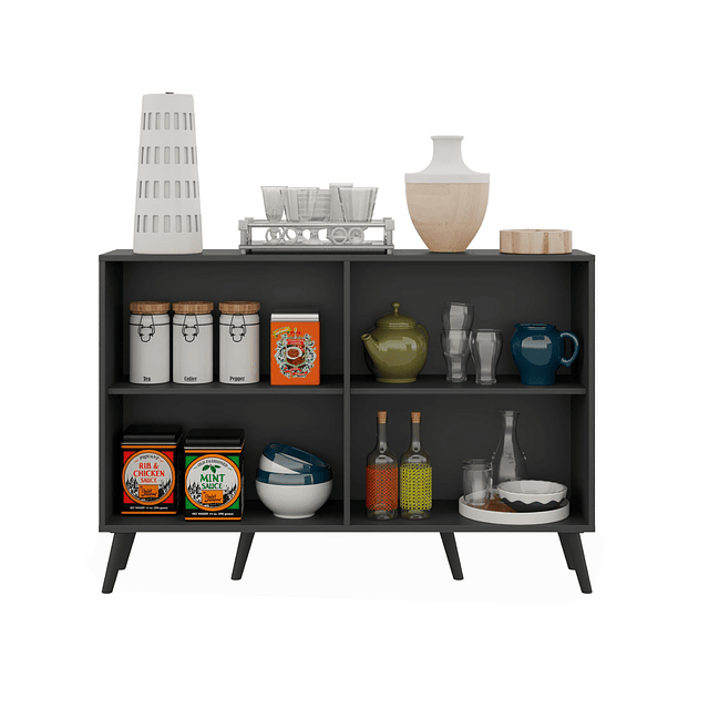 Buffet Retro Viena 4 Puertas Negro