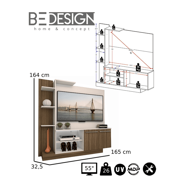 Rack Tv Verona Blanco Café  
