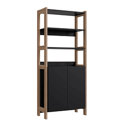 Estante Vertical 2 Puertas Negro Castaño 