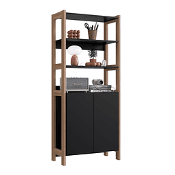 Estante Vertical 2 Puertas Negro Castaño 
