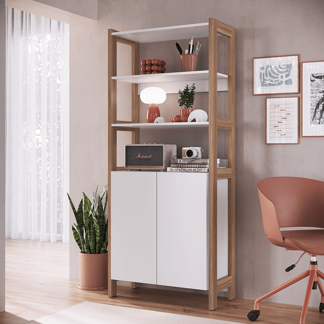 Estante Vertical 2 Puertas Blanco Castaño 