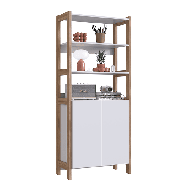 Estante Vertical 2 Puertas Blanco Castaño 